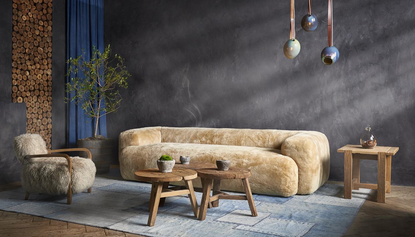 Squidgy sofa in Baabaa Sand sheepskin