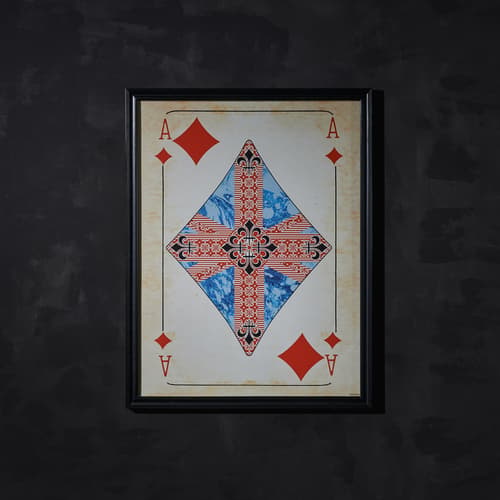 T CAR WA 0015 cards aces diamonds wallart detail 2