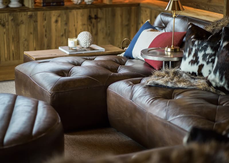 Shabby Tufted sectional sofa in Vagabond Brown leather