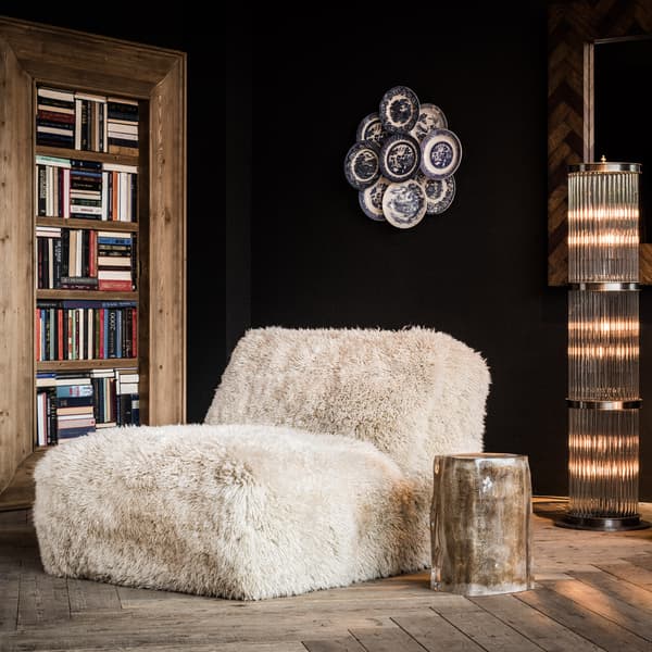 Shaggy sofa featured in living room
