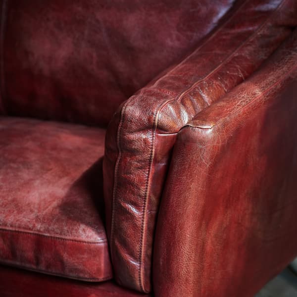 Reggio Sofa in Vagabond Red Leather Finish close up image