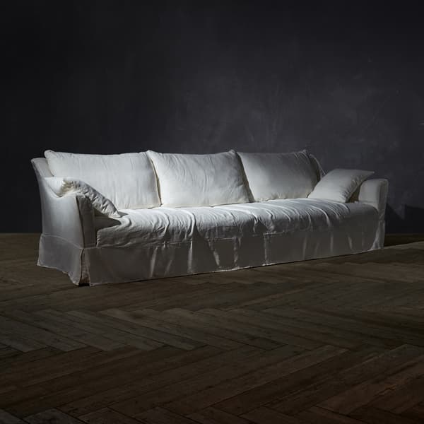 Sanctuary Sofa in Sol Linen Natural 4 seater side angle view