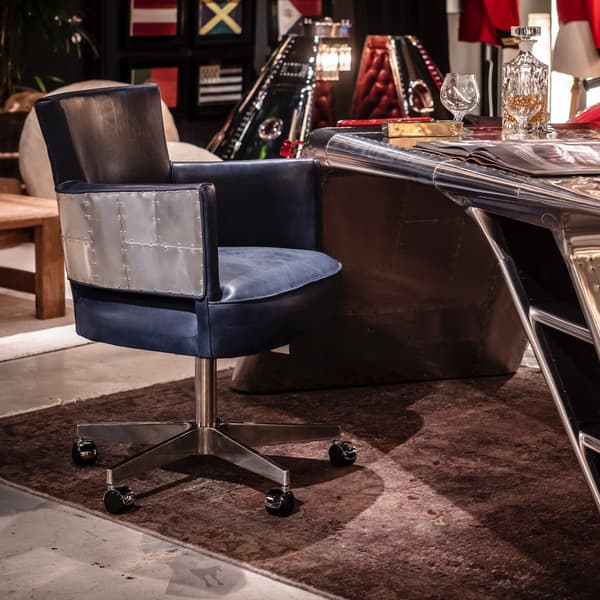 Swinderby Office Chair With Castors in Buff Burnished Blue