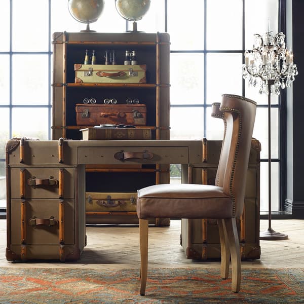 Zorba Dining Chair side view featured in front of a desk