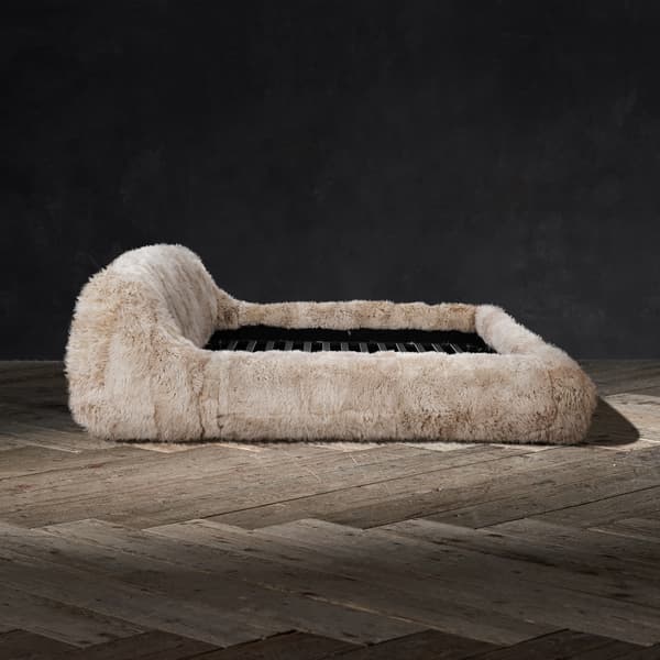 Argali Bed Frame in Yeti Beige side view