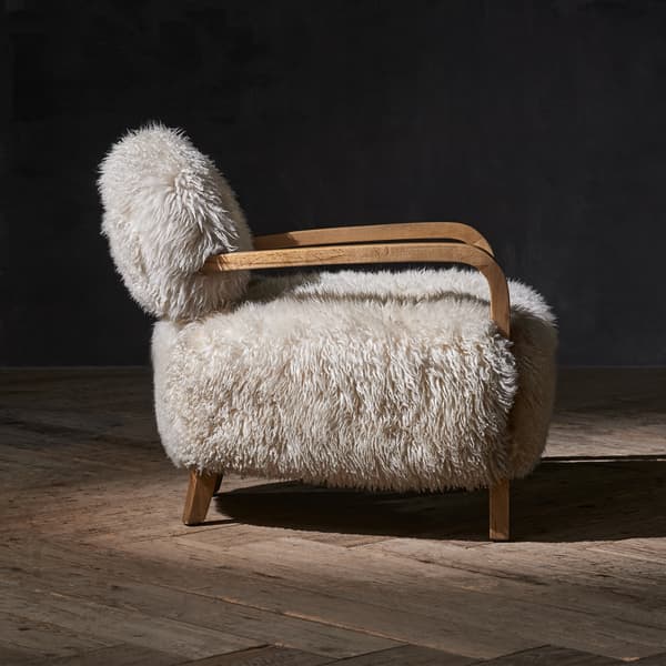 Cabana Sheepskin Chair in yeti beige side view