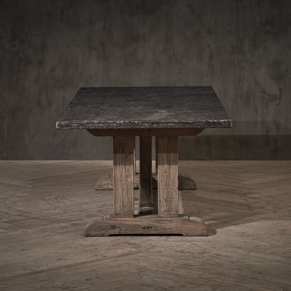 Monastery Dining Table in Dark Aged Oak side view