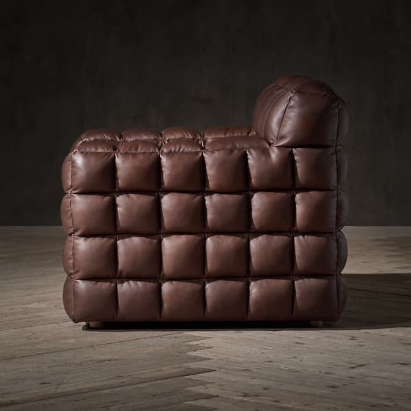 Puffy Chair in Brown Nappa leather side view
