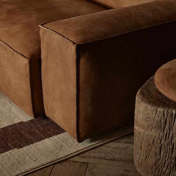 Nirvana Medium Sectional Sofa in Safari Nutmeg arm detail image