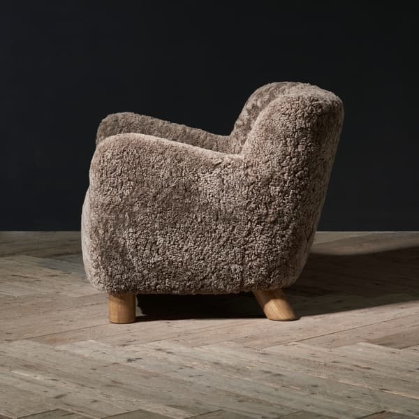 Ryeland Chair in Shearling Smoke side view