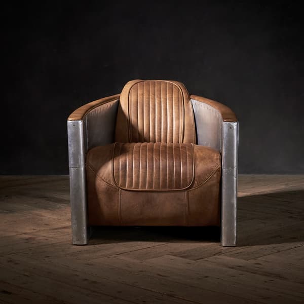 Aviator Tomcat Chair in Destroyed Raw & Spitfire front product view