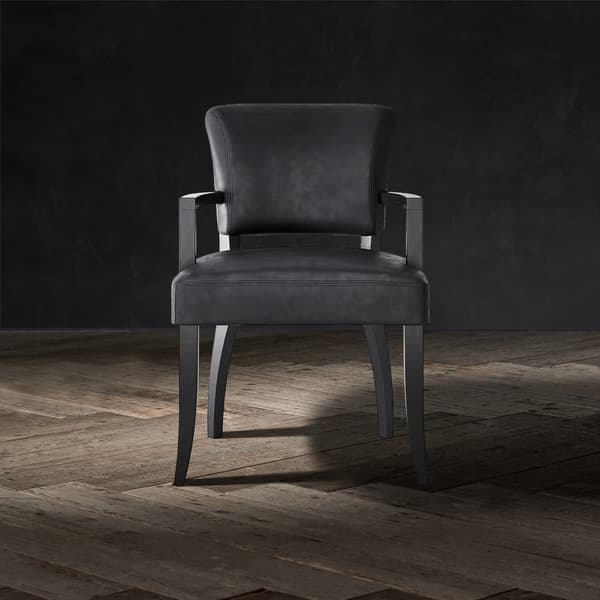 Mimi Stud chair with arms in Safari leather