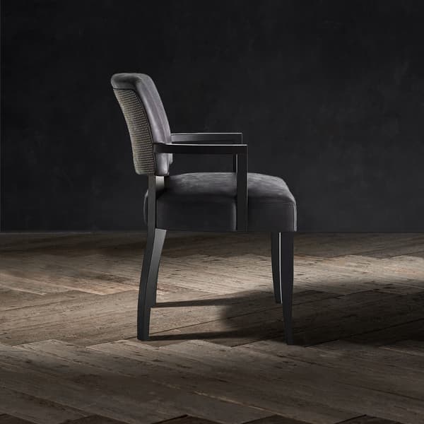 Mimi Stud chair with arms in Safari leather side view