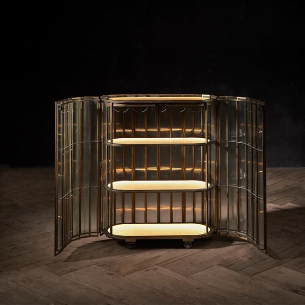 Shimmer bar cabinet displayed open empty