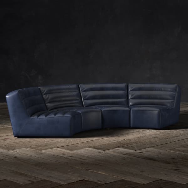 Shabby Curve Sectional Sofa in Buff Burnished Blue