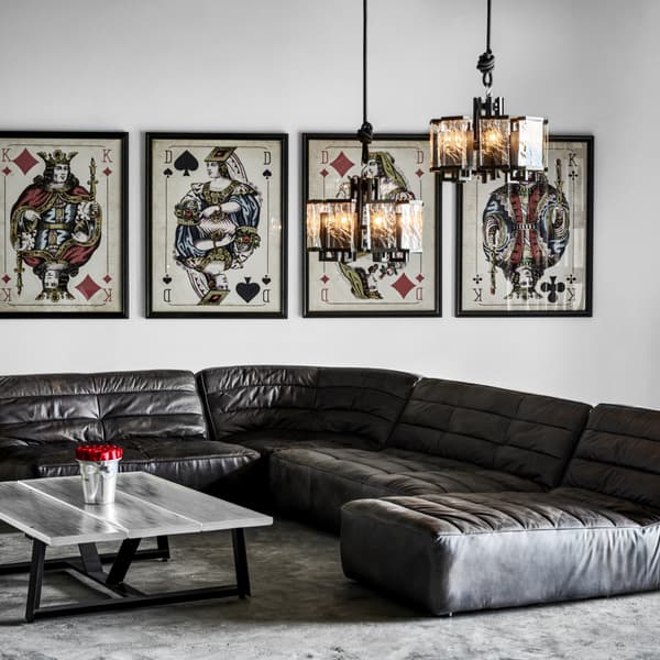 Shabby sectional sofa in destroyed black 
