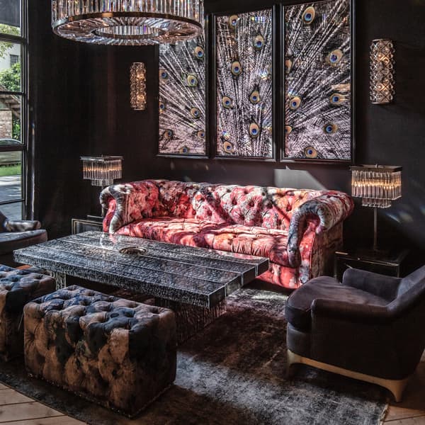 Serpentine Sofa in Faded and Degraded Peeling Ceiling