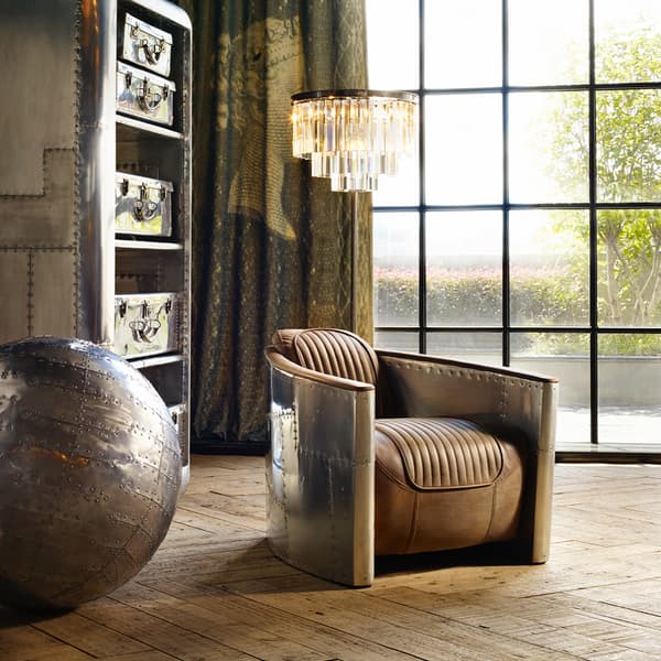 Aviator Tomcat Chair in Destroyed Raw & Spitfire in room setting