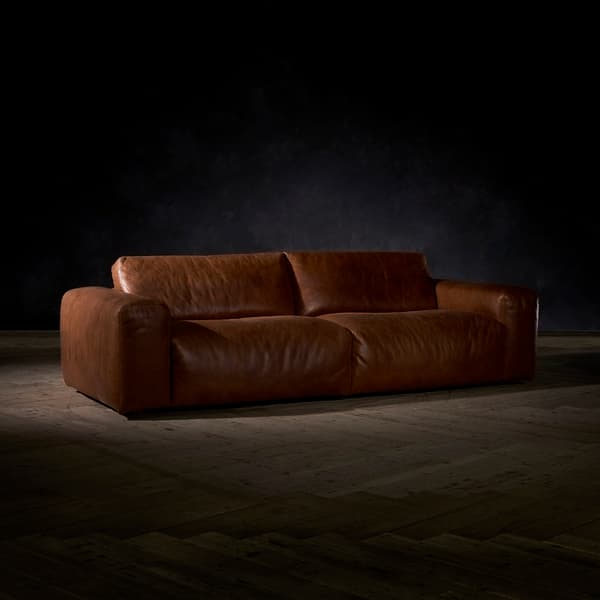 Pudgie sofa in Buff Burnished Nutmeg Leather Finish 