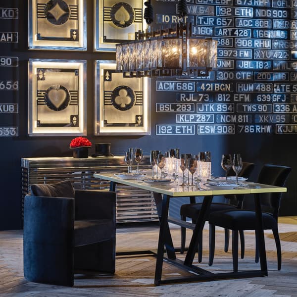 Kimono dining chair featured in dining room setting