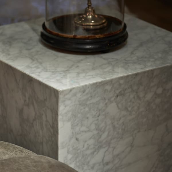 Marble Cube Side Table cropped view of marble