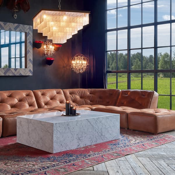 Marble Coffee Table in Marble White Polished side angle view