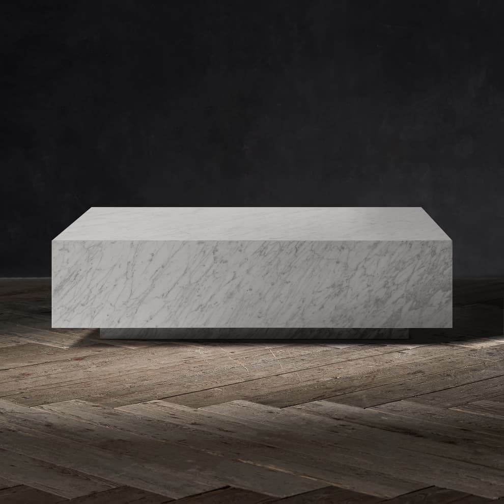 Marble Floating Coffee Table in Marble White Honed