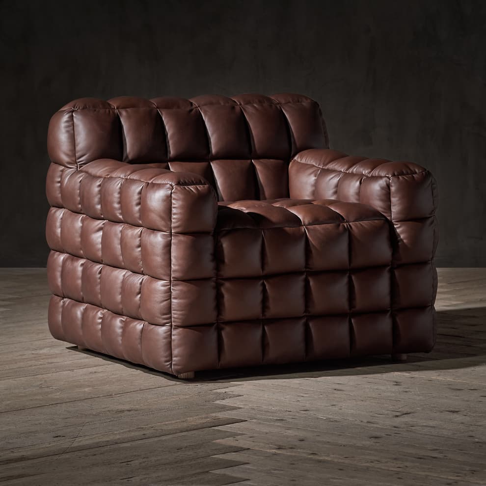 Puffy Chair in Brown Nappa leather