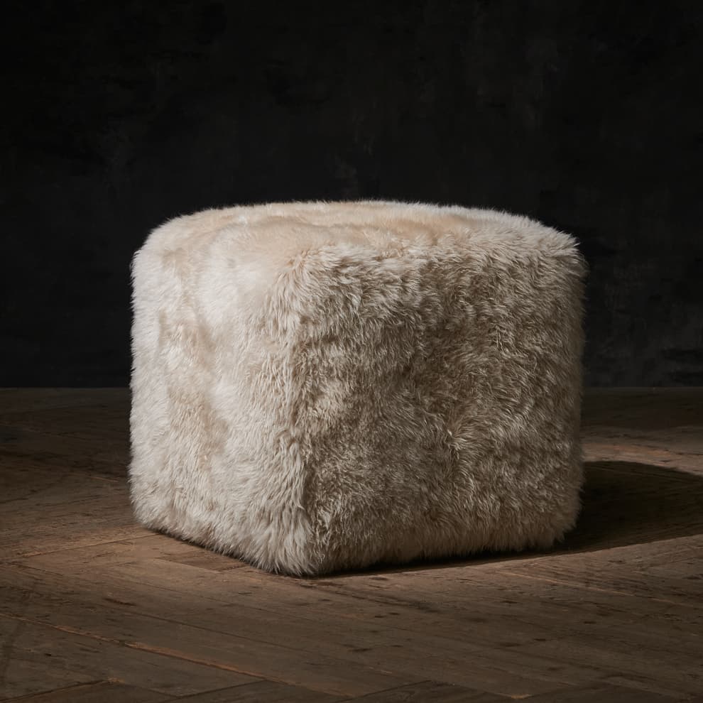 Yeti Sheepskin Cube Footstool product side view