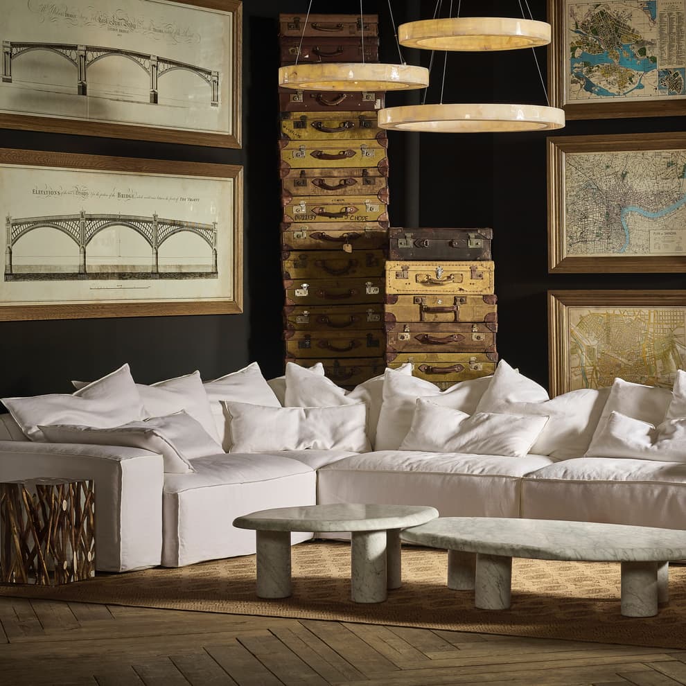 Peak Sectional Sofa in Sol Performance Linen White 