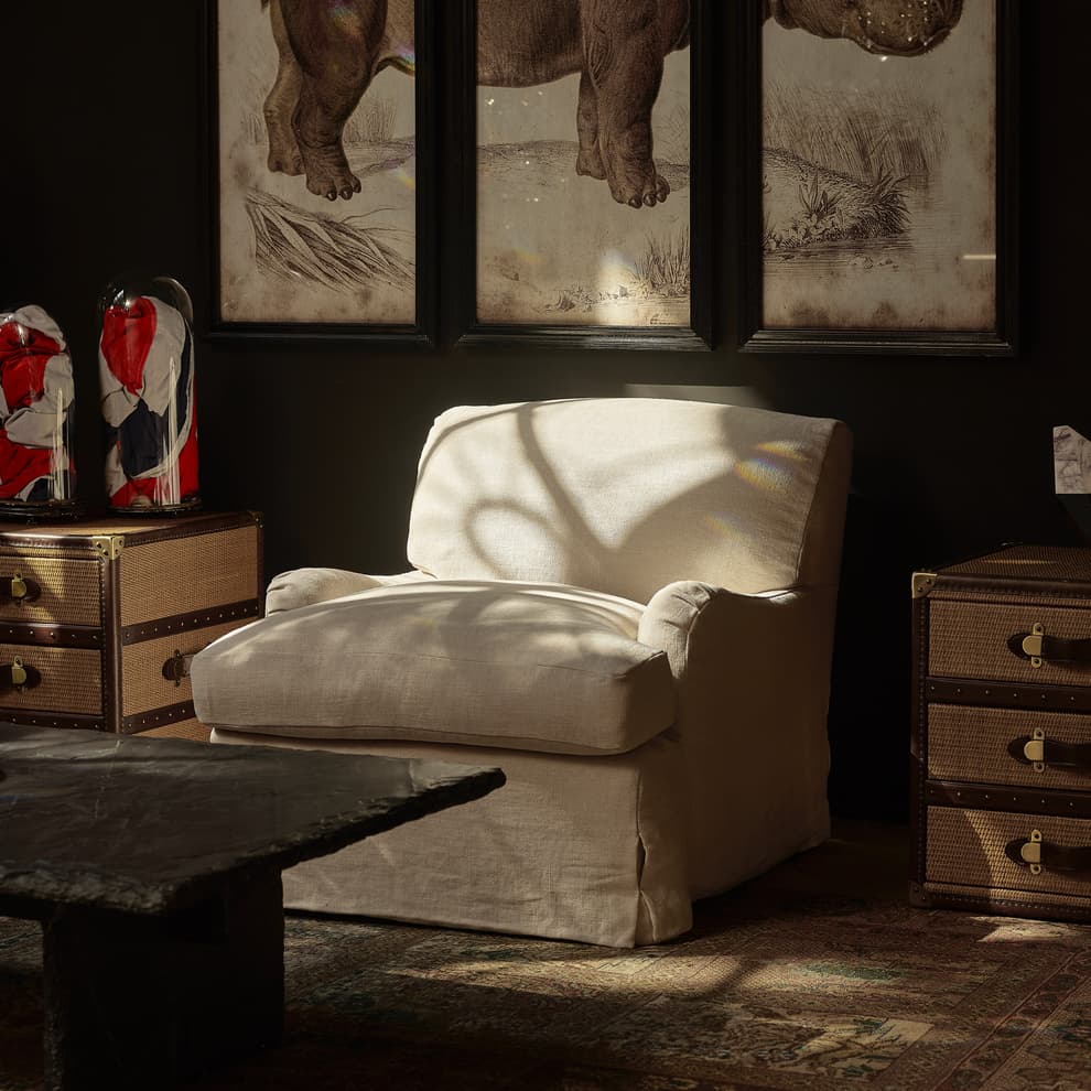 Newark Armchair in Weathered Linen Stone 