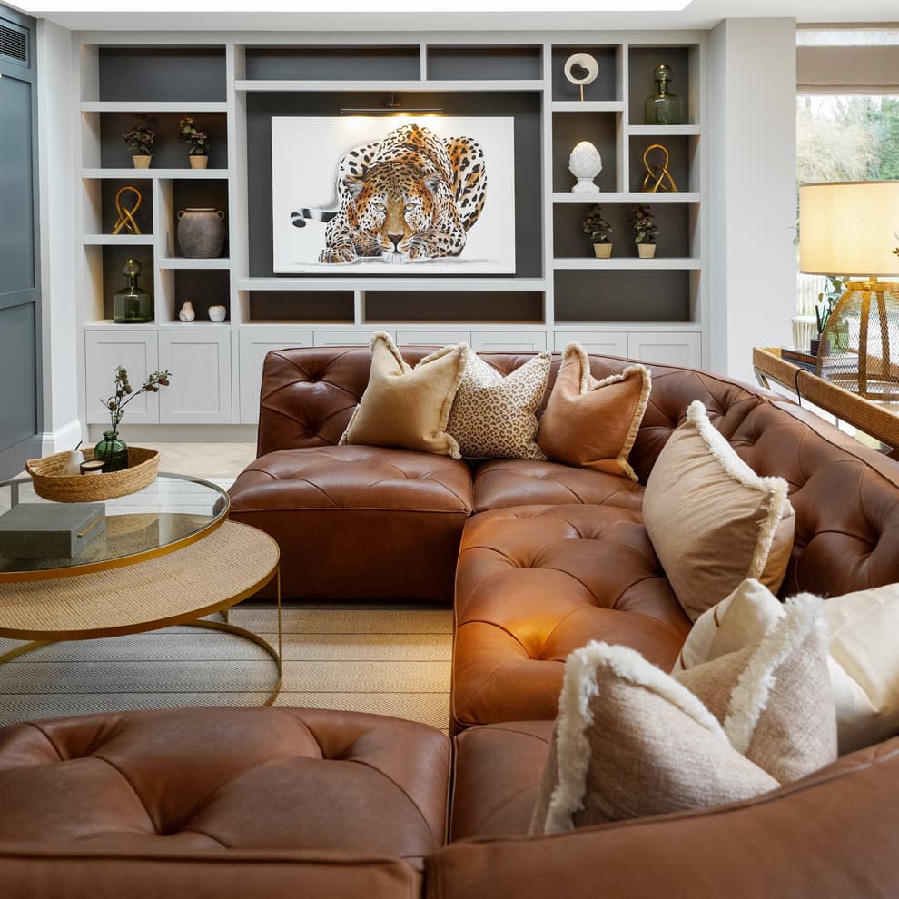 Shabby Tufted Sofa Shown in Buff Burnished Nutmeg