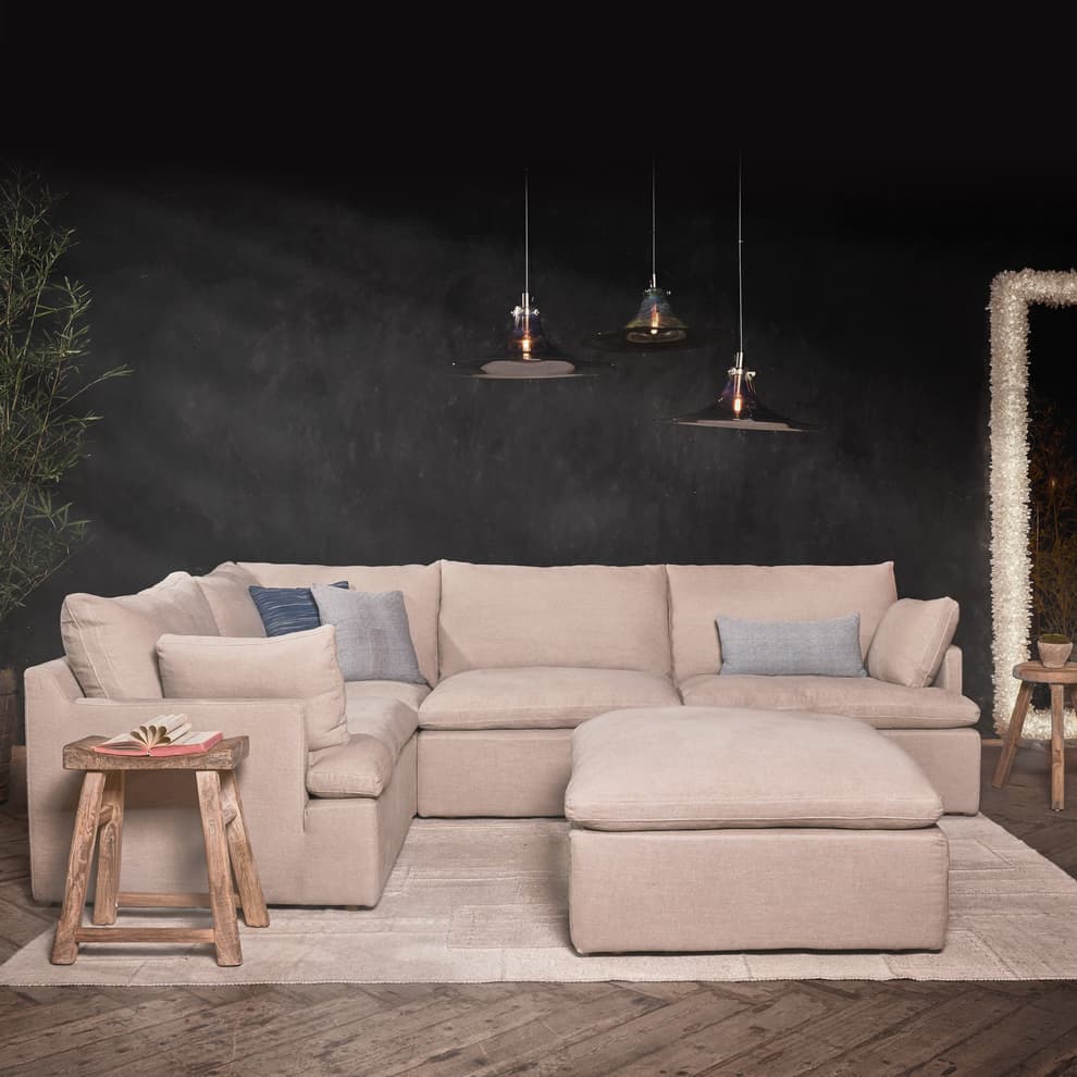 Nest Small Sectional Sofa in Sol Linen Natural