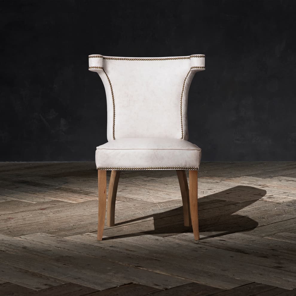 Zorba Dining Chair in Vintage Bianco & Weathered Oak front view