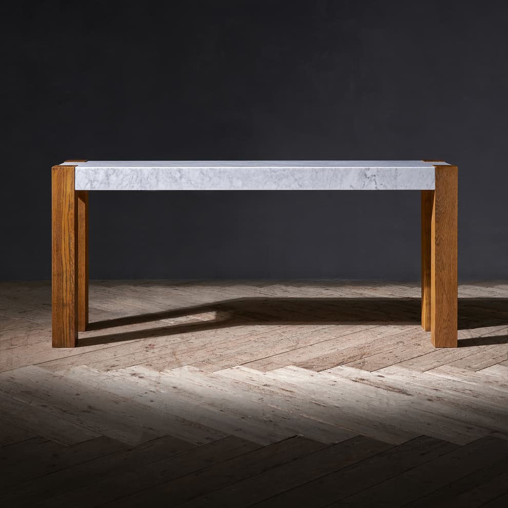 Junction Console in Marble White Polished & Chestnut 